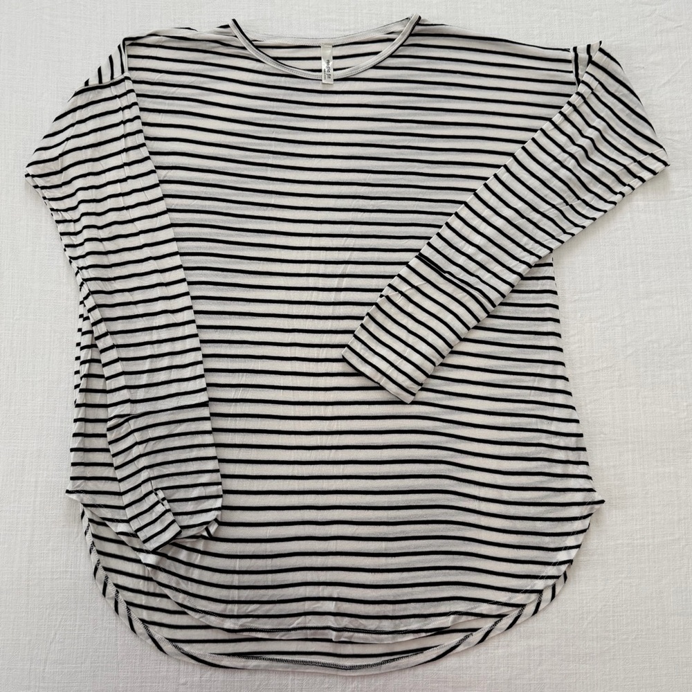 Magic Fit Black & White Striped Long Sleeve Top